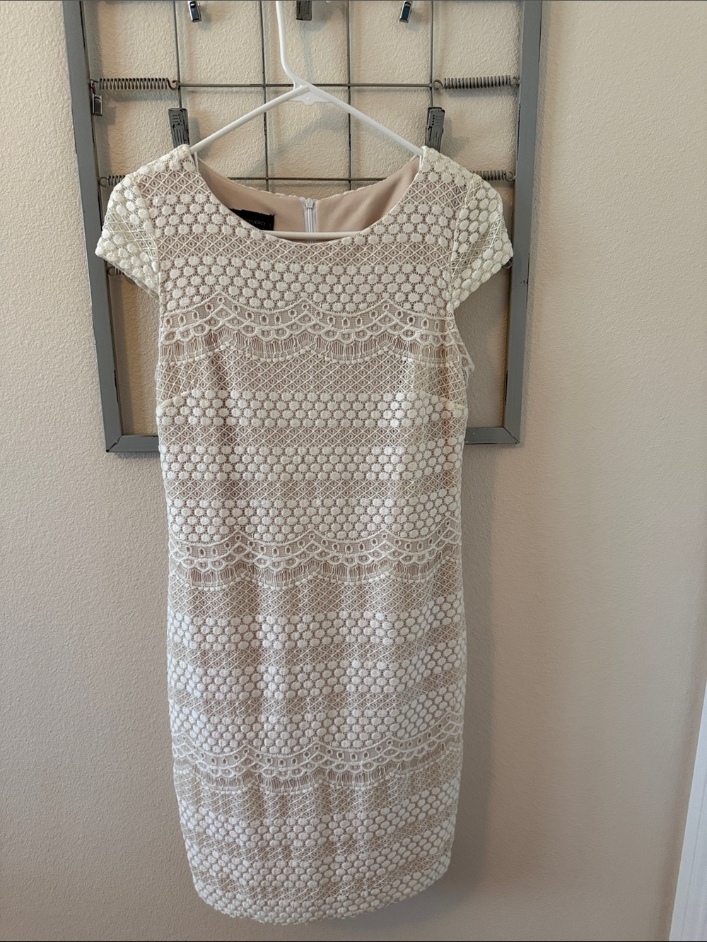 AB Studio Size 2 Classic white and Ivory Lace Sheath Dress